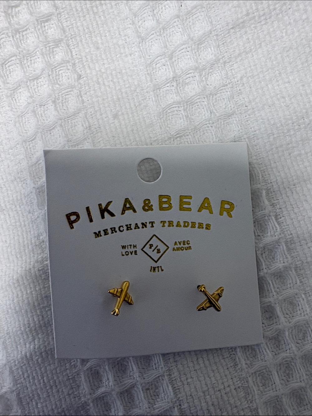 Kids' Gold Airplane Stud Earrings